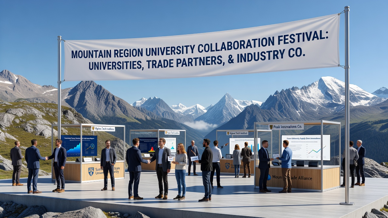 Participants at a mountain festival examining conservation plans and trade partnership displays for historic routes